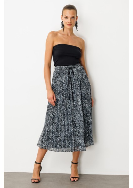 Beli Lastik Pileli Şifon Etek-Siyah modelleri