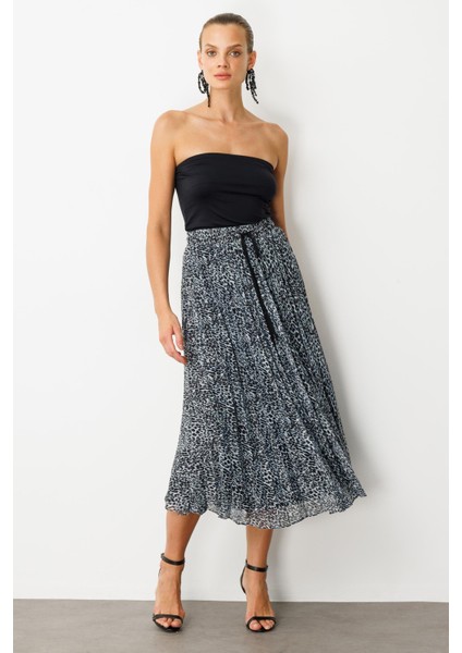 Beli Lastik Pileli Şifon Etek-Siyah indirimleri