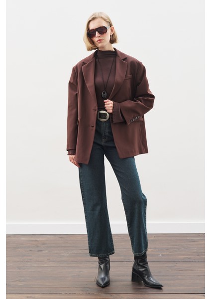 Oversıze Kesim Blazer Ceket Acı Kahve fiyatları