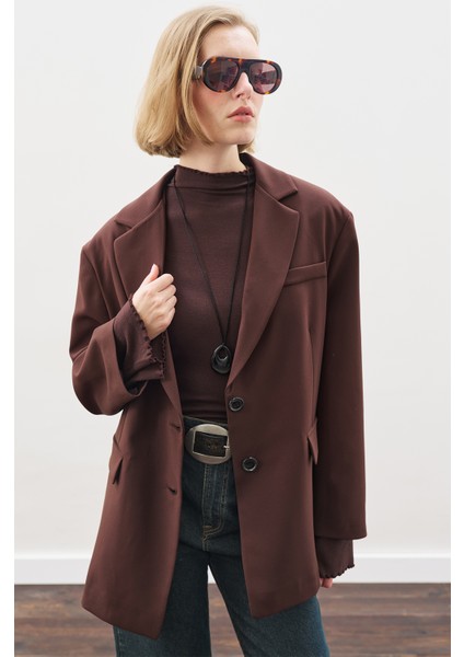 Oversıze Kesim Blazer Ceket Acı Kahve fırsatları