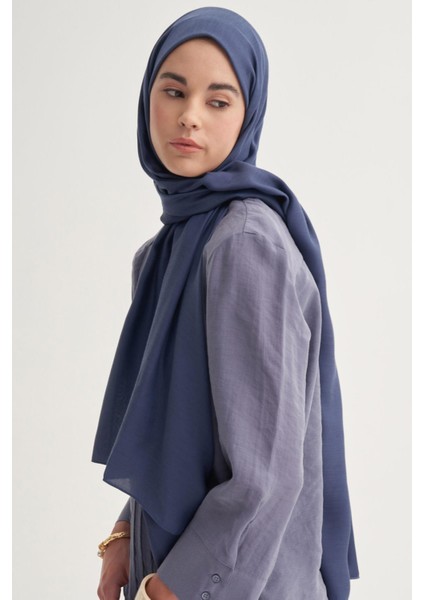 Şantuk Çift Taraflı Ipekli Şal Lacivert