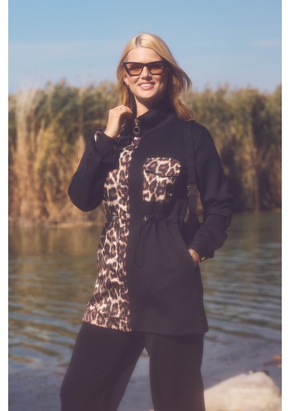 Leopar Kombinli Scuba Tunik Eşofman Takım - Siyah