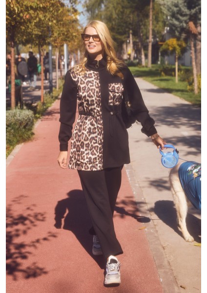 Leopar Kombinli Scuba Tunik Eşofman Takım - Siyah fiyatları