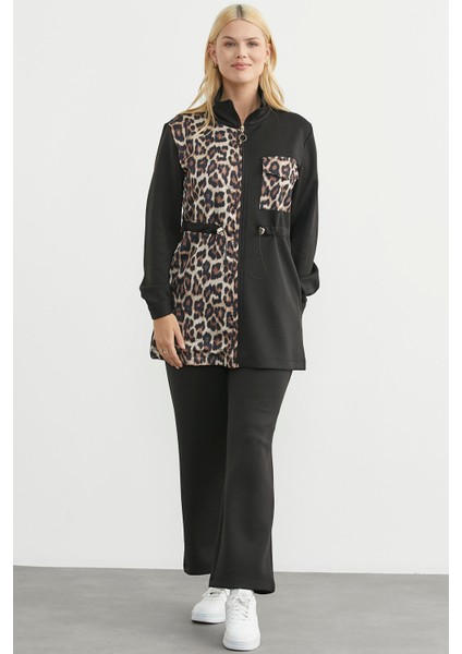 Leopar Kombinli Scuba Tunik Eşofman Takım - Siyah fırsatları