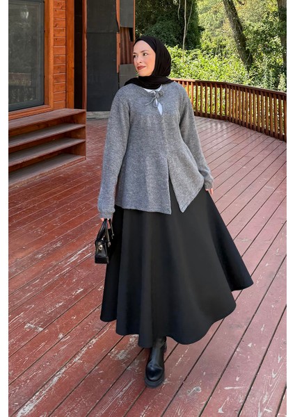 Yaka Bağlama Detaylı Kazak Antrasit