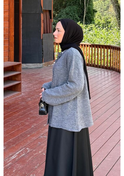 Yaka Bağlama Detaylı Kazak Antrasit fiyatları