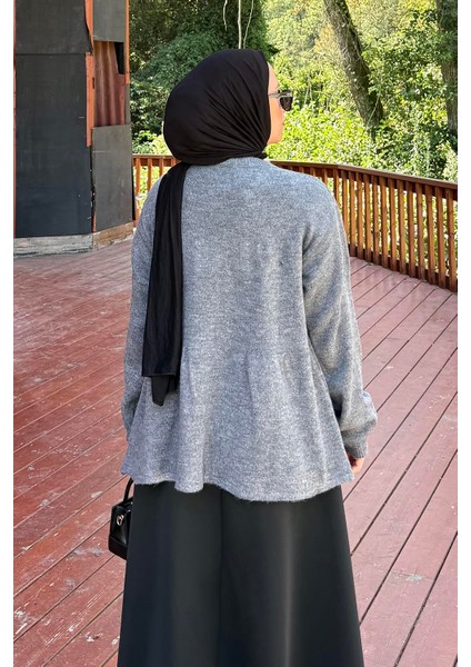 Yaka Bağlama Detaylı Kazak Antrasit fırsatları