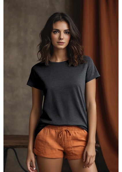 Bisiklet Yaka Basic Antrasit Tişört