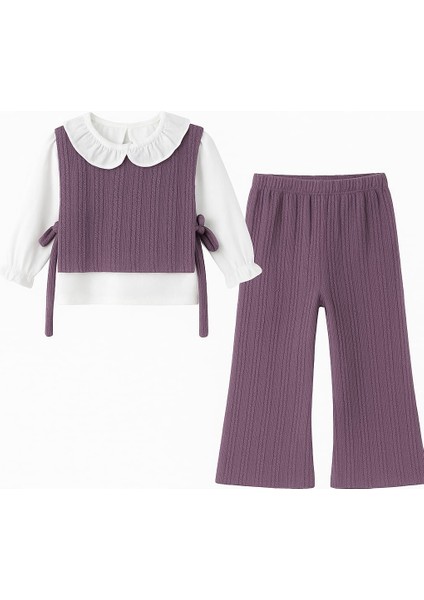 Yaka Dantel Detaylı Süveterli Kız Çocuk Takım fiyatları