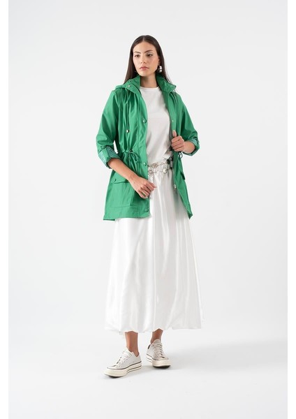 Orieldo Beli Lastikli Balon Etek Beyaz