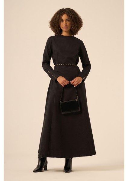 Kadın Süet Elbise Siyah 31219