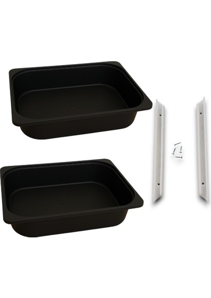 2’li Siyah Plastik Çekmece Organizer Seti, Masa ve Dolap Içi Düzenleyici Kutular (41X30X10 Cm)