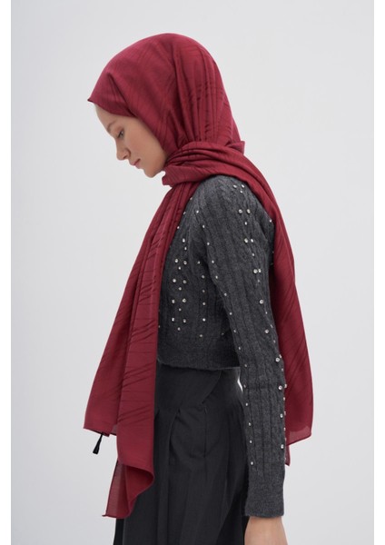 Simetrik Jakar Italyan Ipekli Şal Bordo fiyatları