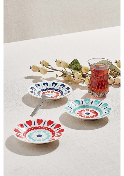 Heart Porselen Çay Tabağı Lacivert 1 Adet