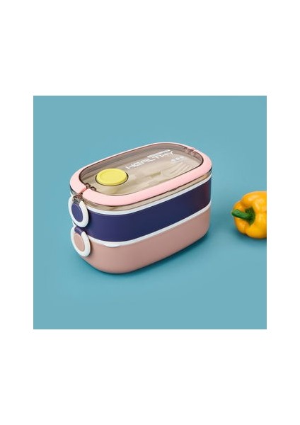 Healty Iki Katlı Çelik Yemek Kabı - Mavi / Pembe - 1,3 Lt fiyatları