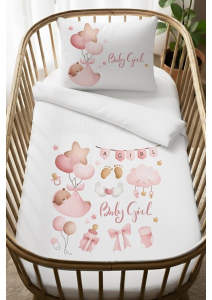 %100 Pamuk Anne Yanı 60X100 Beşik Nevresim Takımı