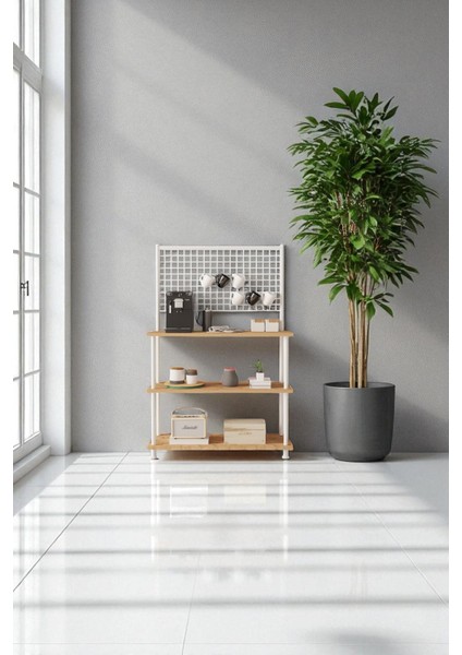 Çevir Kur Atlantik Çam Bd Kahve Köşesi Dolabı, Mutfak Standı, Mutfak Dolabı, Mutfak Düzenleyici 71x136x35 cm