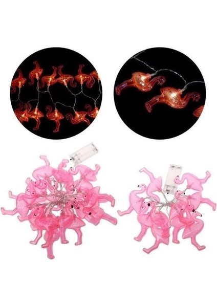10LU Pilli LED Flamingo Dekoratif Işık Zinciri Aydınlatma 1,5 mt