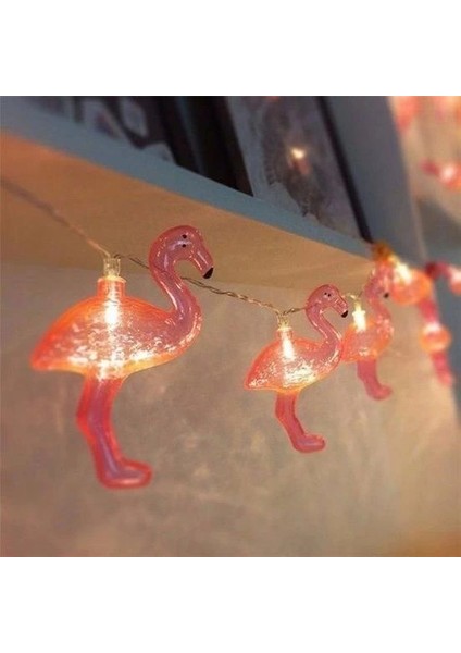 10LU Pilli LED Flamingo Dekoratif Işık Zinciri Aydınlatma 1,5 mt