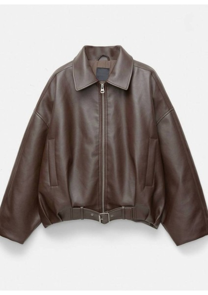 Trend Viral Kemer Detaylı Oversize Deri Ceket fiyatları