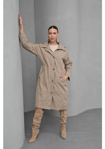 Uniq Bej Kapüşonlu Trençkot modelleri