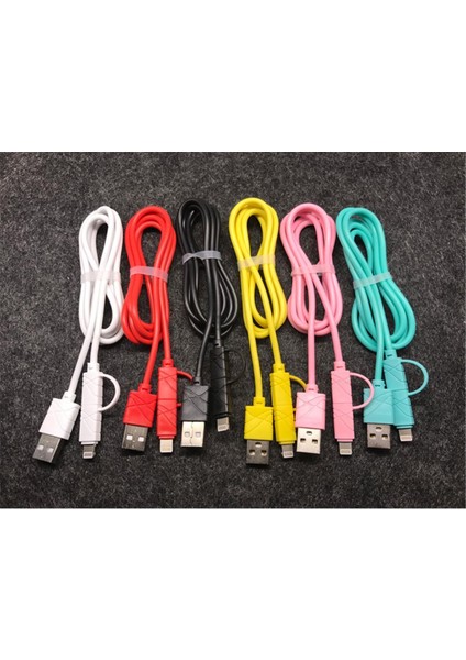 EC-13S Bağlantı Kablosu 2in1 Micro 1mt Siyah Iphone Micro