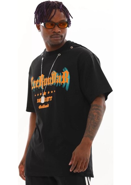 Unisex Oversize Kolye Dahil T-Shirt - Siyah fiyatları