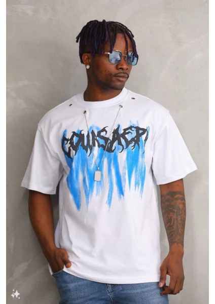 Unisex Oversize Kolye Dahil T-Shirt - Beyaz fiyatları