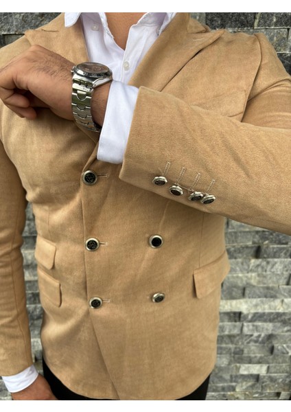 Erkek Süet Kruvaze Slim Fit Ceket modelleri