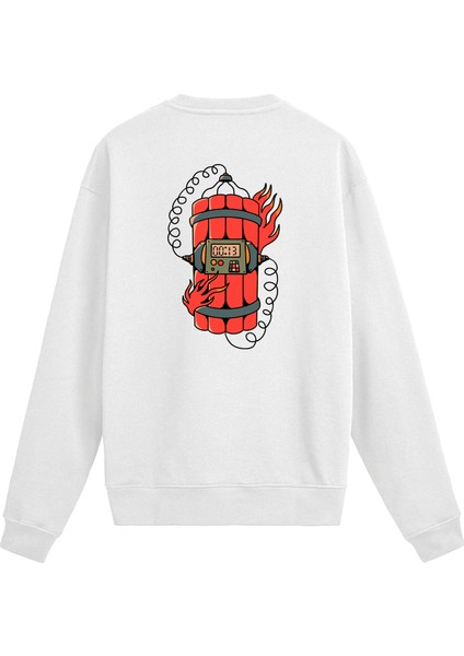 Sırt Baskılı Zamanlayıcı Tasarımlı Sweatshirt