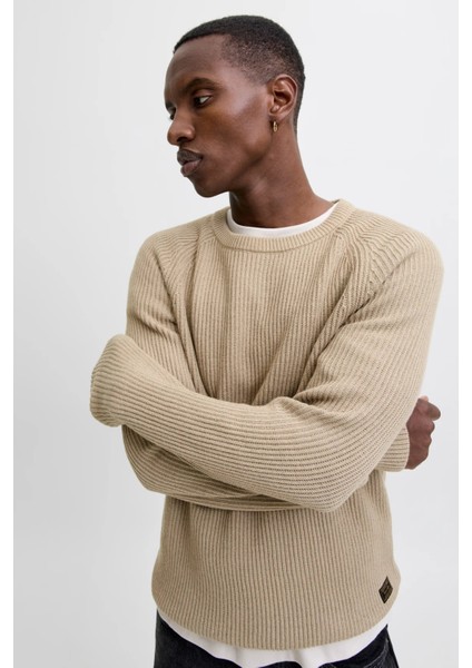 Jjpannel Pamuk Karışım Regular Fit Bisiklet Yaka Kazak Erkek Kazak 12278916