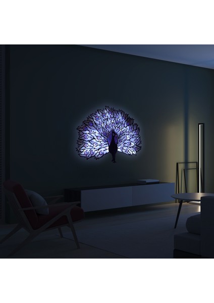 Epoksili Tavus Kuşu Figürlü Tablo Dekoratif Duvar Dekorlu Gece Lambası modelleri