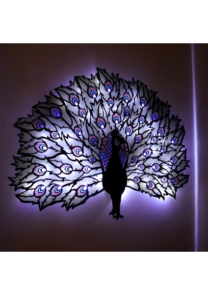 Epoksili Tavus Kuşu Figürlü Tablo Dekoratif Duvar Dekorlu Gece Lambası fırsatları