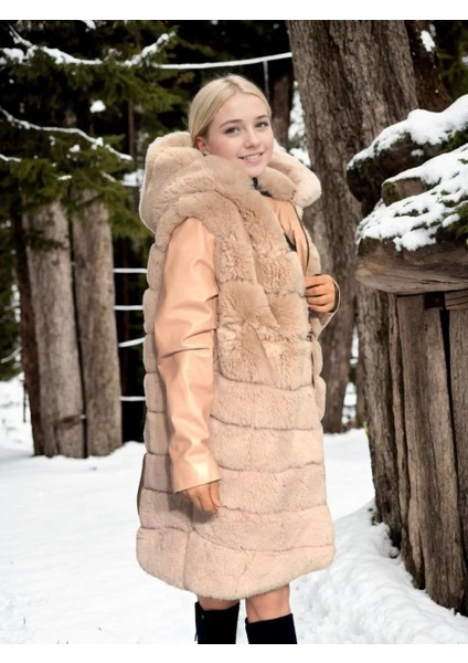 Kadın Suni Kürk Hakiki Deri - Somon indirimleri