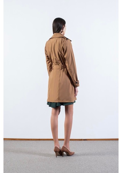 Pallaske Kruvaze Yaka Kuşaklı Cepli Trençkot Taba fırsatları