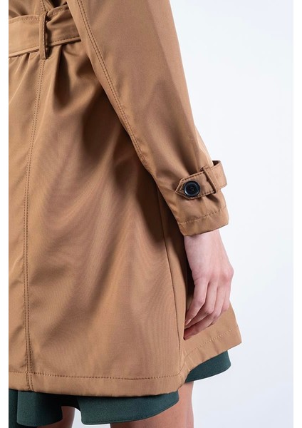 Pallaske Kruvaze Yaka Kuşaklı Cepli Trençkot Taba indirimleri