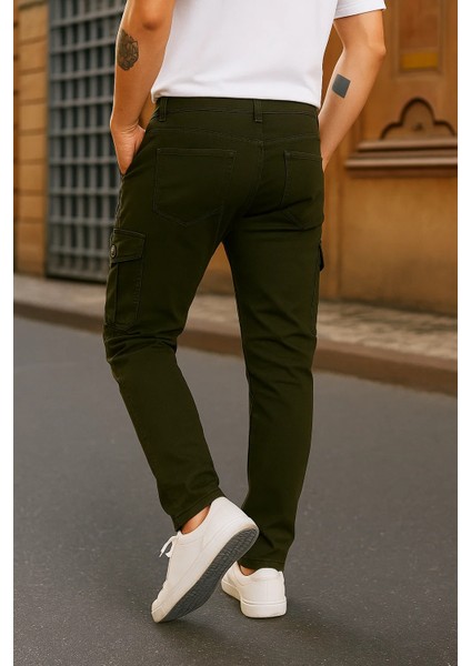 Erkek Bol Paça Trend Yüksek Bel Haki Kargo Pantolon indirimleri