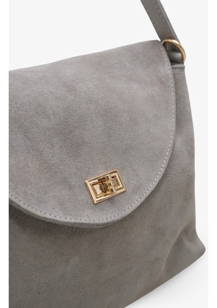 Lorena Kadın Hakiki Deri Günlük Çanta - Gri Süet fırsatları