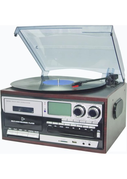 Bluetooth Özellikli Kumandalı Cdli Kaset USB Sd Kart Girişli Radyo 33-45-78 Plaklar Çalar Pikap fırsatları