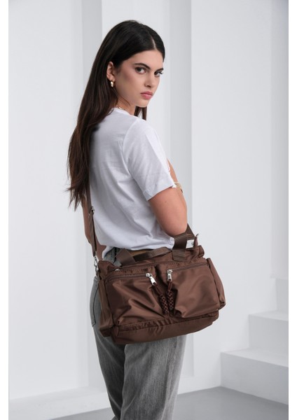 Bones Çok Gözlü El ve Omuz Çantası Kahve