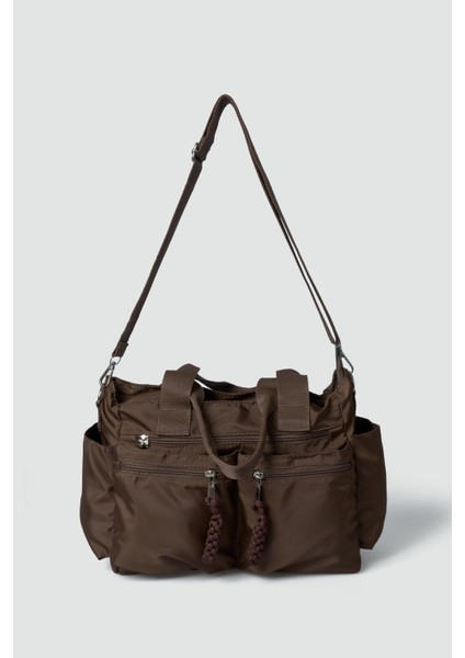 Bones Çok Gözlü El ve Omuz Çantası Kahve