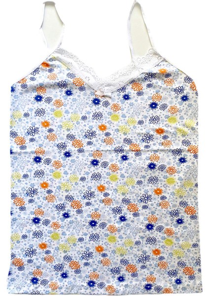 5 Adet Kadın Askılı Desenli Atlet Dantelli Empirme Pamuklu Penye D6-10 modelleri