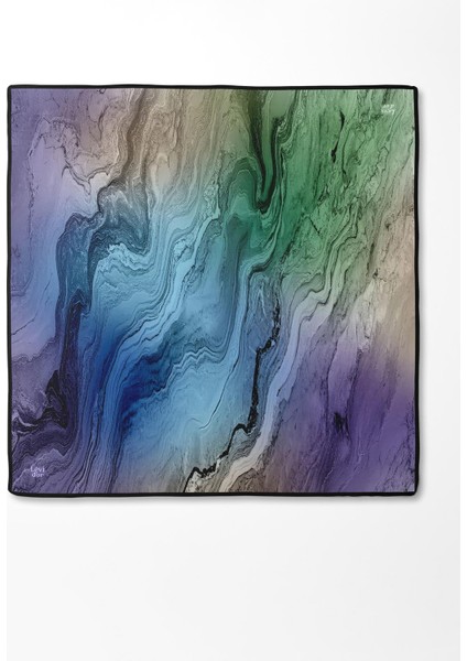 Mavi Karmaşık Desen Twill İpek Eşarp modelleri