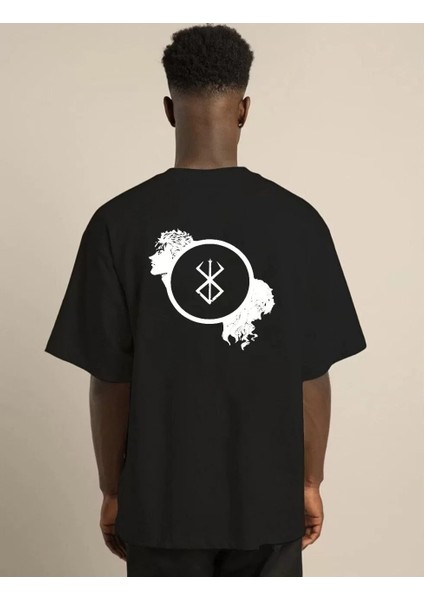 Unisex Bisiklet Yaka Baskılı Oversize T-Shirt - Siyah fiyatları