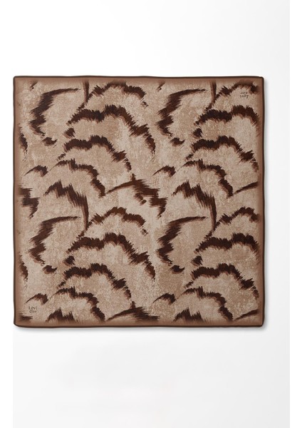 K.Kahve Zigzag Spor Desen Twill İpek Eşarp modelleri