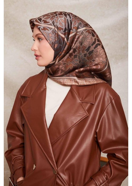 Vizon Vectör Desen Twill İpek Eşarp