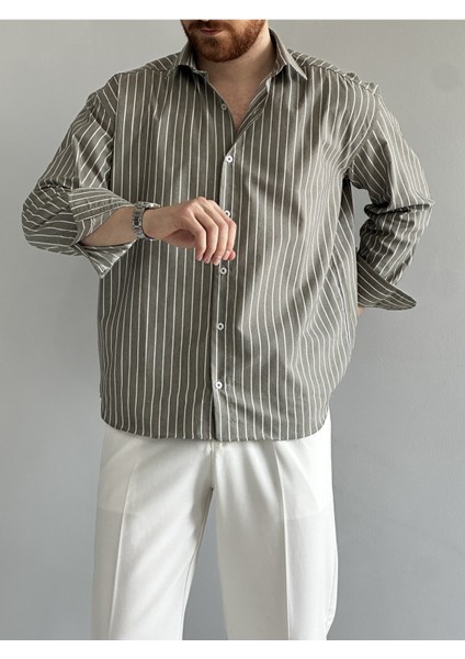 Old Money Rahat Kalıp Çizgili Gömlek modelleri