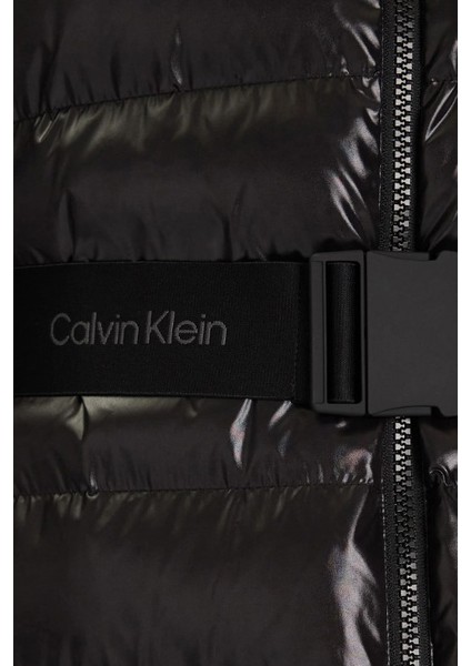 Kadın Kapüşonlu Kemerli Hafif Uzun Şişme Kaban - Siyah indirimleri