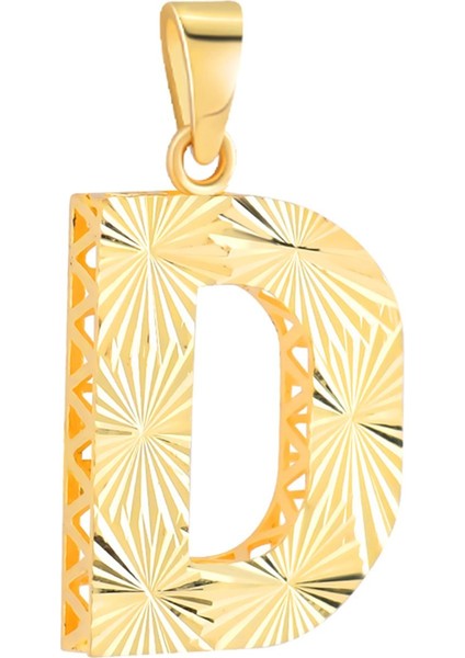 14 Ayar Altın D Harfi Kalemli Kolye Ucu