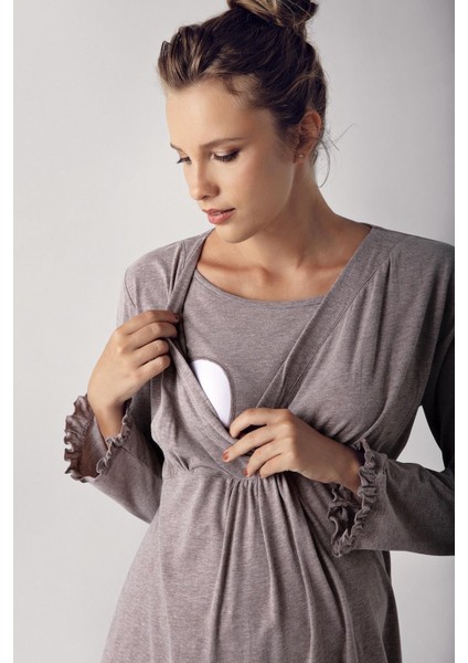 Kadın Uzun Kollu Esnek Pamuklu Kumaş Hamile Pijama Takımı 13201 fiyatları